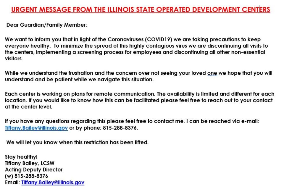 SODC No Visitors 2020